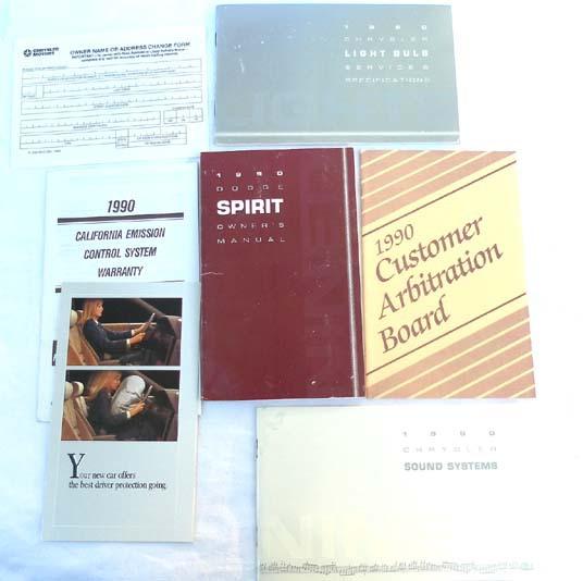 1990 dodge spirit owners manual original mopar