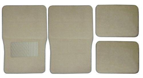 Tan car auto suv universal front & rear floor mats w/ drivers side heel pad l