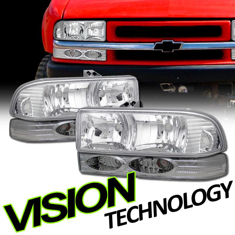 New chrome headlights+euro clear bumper/corner lights 98-04/05 s10 pickup/blazer