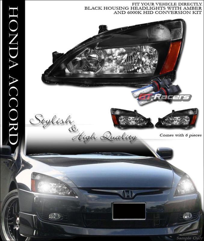 6k hid xenon baclk head lights signal parking am lamps dy 2003-2007 honda accord