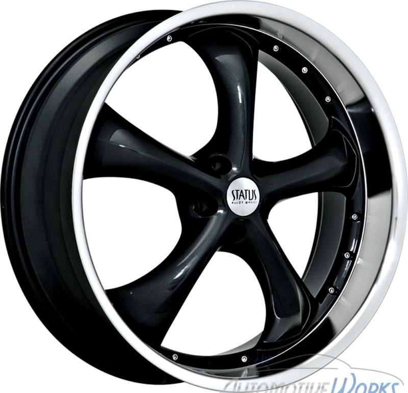 22x10 status retro 5x114.3 5x4.5  +38mm gloss black machined rims wheels 22"