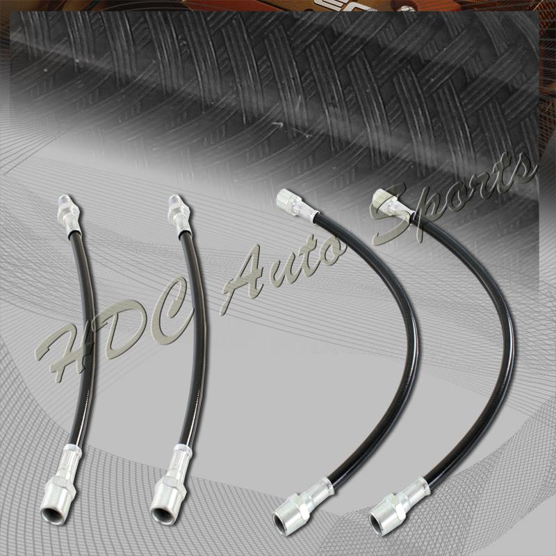 Audi 98-04 a6 02-04 s6 front + rear stainless steel brake line hose kit - black