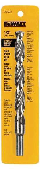 Dewalt tools dew dw1232 - drill bit, cobalt - split point; wood, metal or pla...