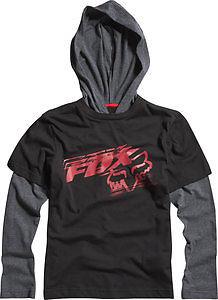 Fox racing rutledge toddler kids long sleeve 2-fer hoody black