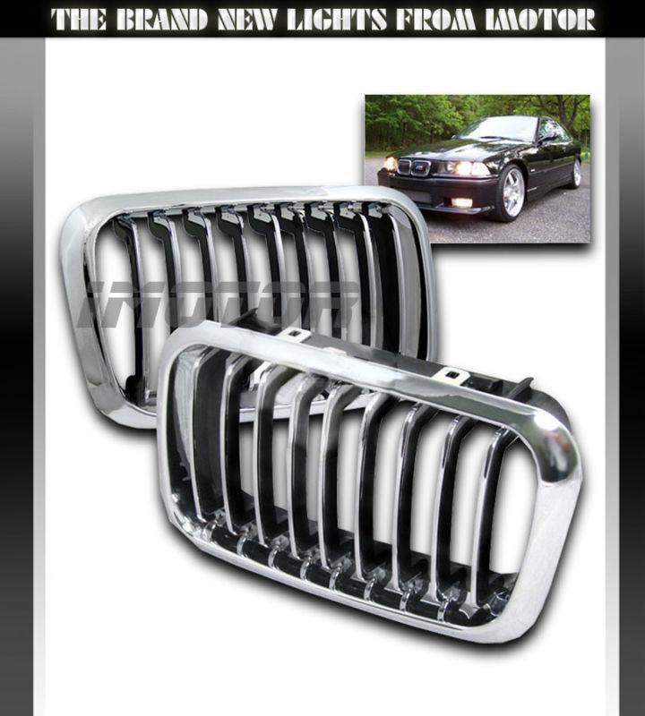 1992-1996 e46 3 series abs wide shadow kidney style chrome front sport grille