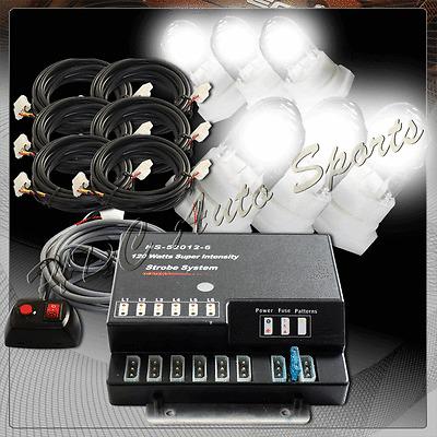 120w 6 hid bulbs hide-a-way emergency hazard warning strobe light system kit