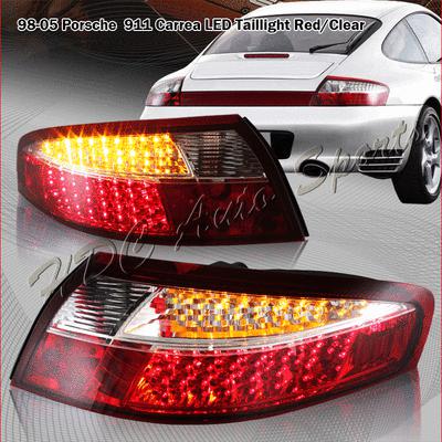 99-04 porsche 911 966 carrera red/clear full led tail light lamps lh+rh sides