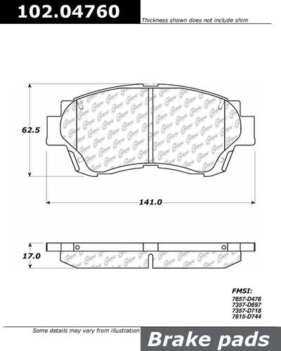 Centric 102.04760 disc brake pad- c-tek metallic brake pads, front