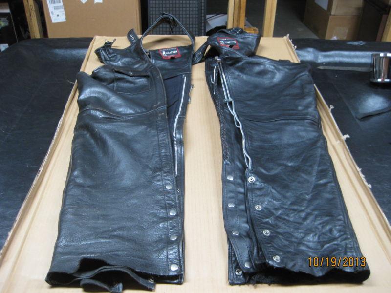 Leather motorcycle chaps 2 pair