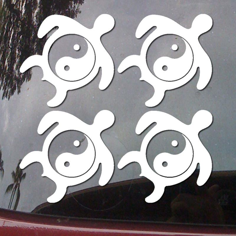 (4x) honu sea turtle w/ yin yang shell hawaii car body vinyl decal sticker h57m