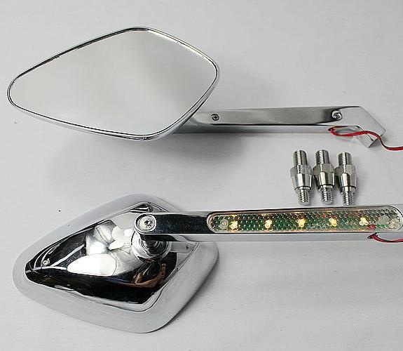 Chrome led turn signals mirrors for harley honda kawasaki suzuki yamaha