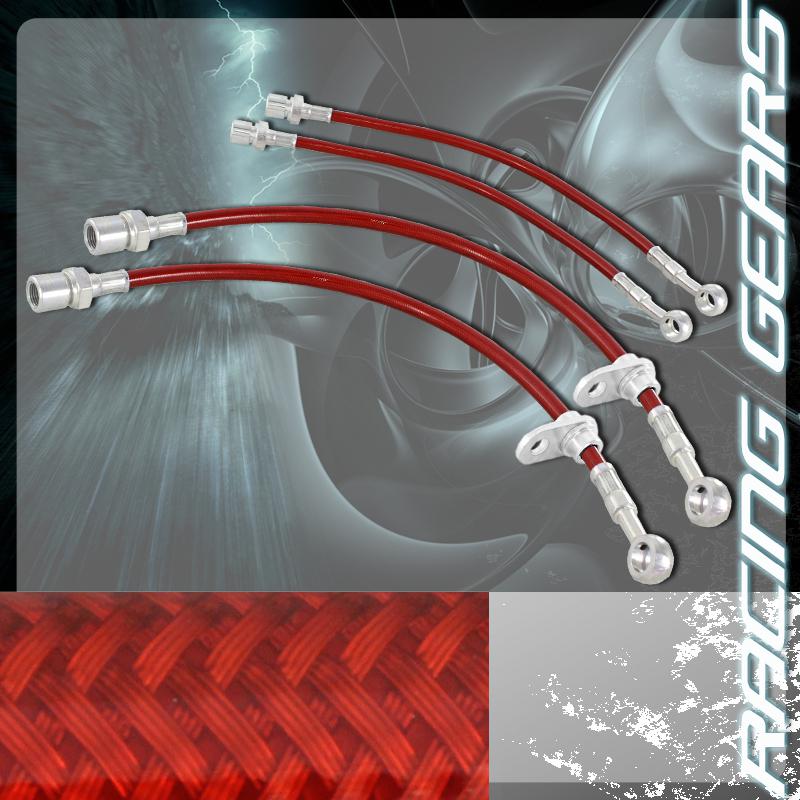 93-98 toyota supra 92-00 lexus sc300 sc400 red stainless steel hose brake line