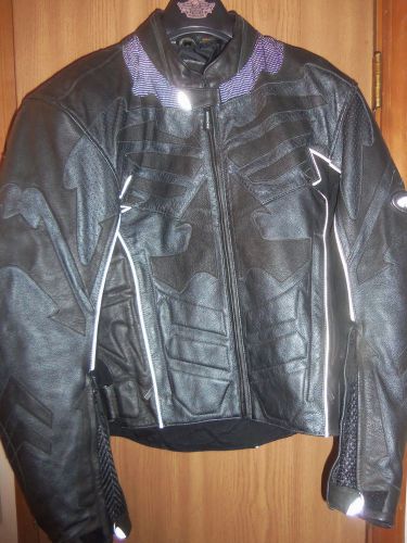 Hein gericke mens black leather motorcycle jacket w liner size 34 small vguc