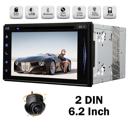 6.2&#034; capacitive hd car dvd cd player in dash 2 din stereo fm/am radio bt camera