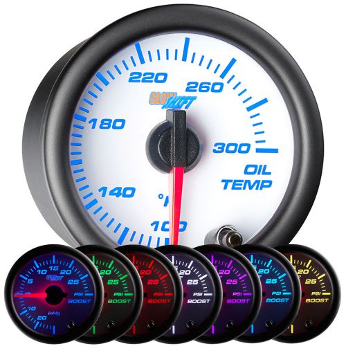 52mm glowshift white 7 color series electric oil temperature gauge w oil sensor