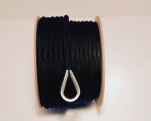 Anchor line 3/8&#034;x 150 ft blk double braid nylon rope made in the usa