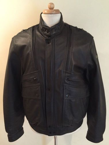 Rare vtg hein gericke black leather motorcycle biker jacket size 48