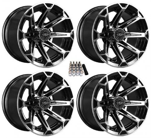 Madjax 12&#034; vortex machined/black golf cart wheels/rims (3+4)  yamaha