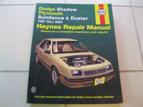 Haynes repair manual 30055 dodge shadow plymouth sundance duster 1987-1994