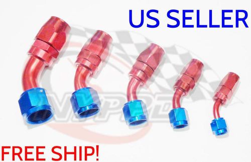 Nyppd swivel oil fuel/gas hose end fitting red/blue an-8, 45 degree 3/4 16 unf