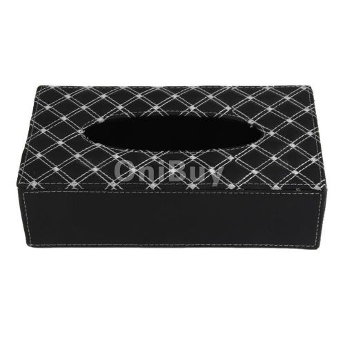 New car office home leather tissue paper box holder case organizer black