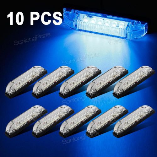 10x 4&#034; led multi-purpose utility strip light blue 6 diodes marker bar clear lens