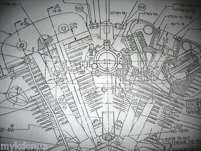 Harley davidson shovelhead engine tranny &amp; swingarm frame fxr flh  combo print