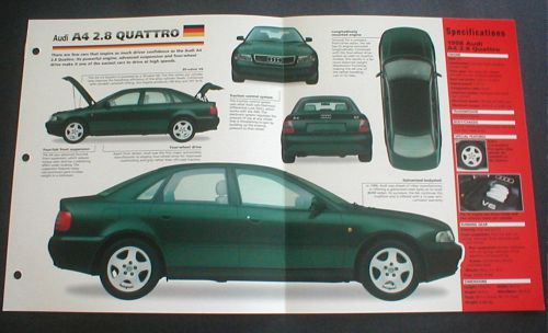 1998 audi a4 2.8 quattro sedan unique imp brochure