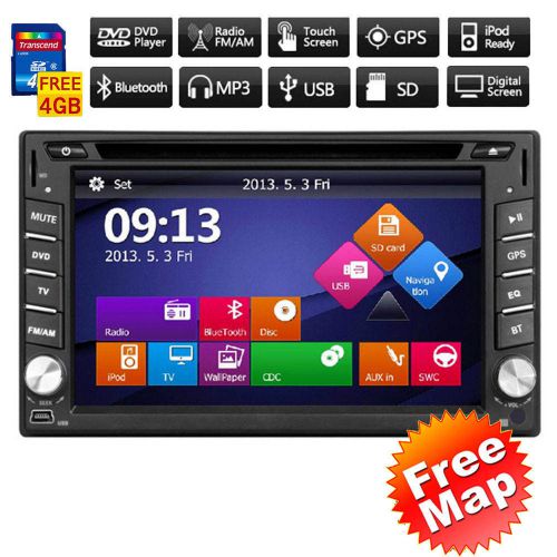 Bluetooth hd gps navi car stereo dvd player 6.2&#034; double 2din radio ipod usb+map