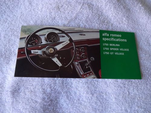 1969 alfa romeo1750 spider gt berlina brochure pamphlet excellent nos