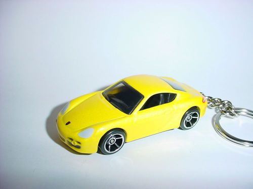 New 3d 2007 porsche cayman s custom keychain keyring key yellow finish race fast