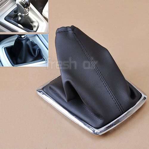 Black pu leather manual gear shift boot gaiter cover for 2005-2012 ford focus
