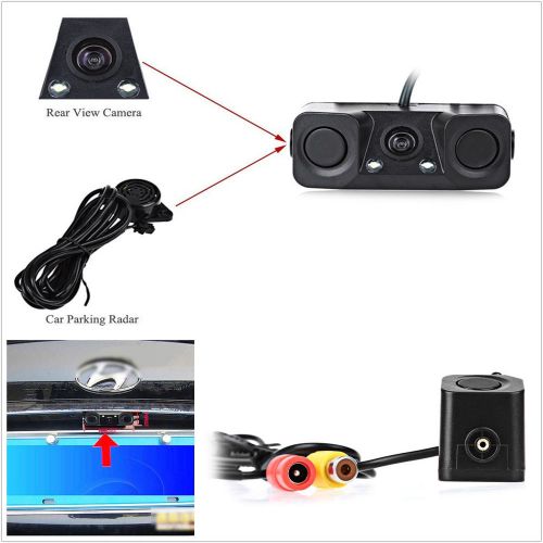 3in1 170° wide angle car radar sensor 2 parking reversing hd camera night vision