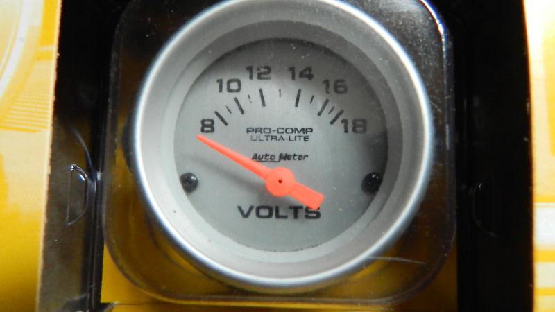 Auto meter 4391 ultra-lite electric voltmeter gauge 2 1/16 in. 8 - 18 volts