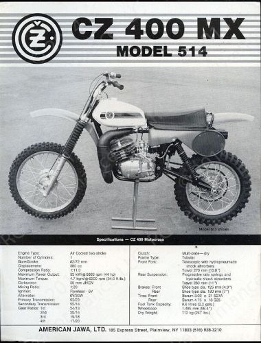 Original 1982 cz (jawa) 400 mx model 514 brochure