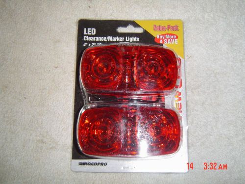 1 pair roadpro led clearance/marker lights, 4&#034; x 2&#034; double bubble sealed lights