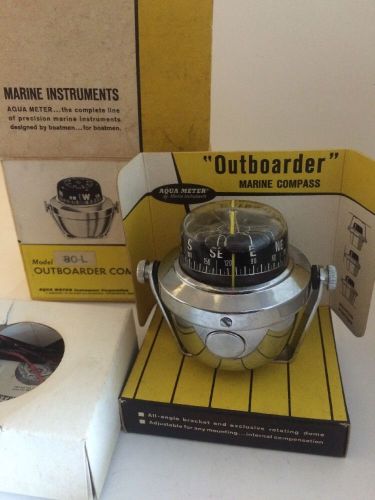 Vintage aqua meter marine instruments outboarder compass 80-l nib