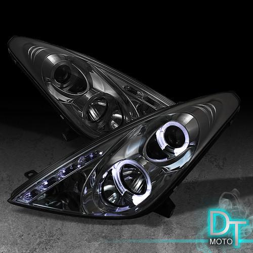 Smoked 00-05 toyota celica halo projector led headlights lights lamps left+right