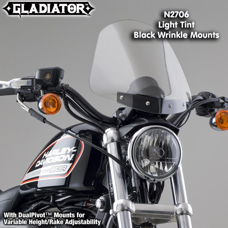 Harley xl1200r sportster roadster gladiator windshield lgt tint black mnts n2706