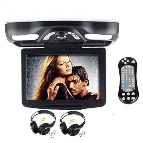 Black 12.1&#034; overhead digital roof mount car dvd cd player usb fm am tv headphone