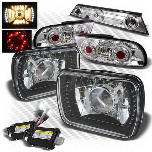 89-94 240sx black pro headlights w/super-led + led tail lights + xenon hid kit