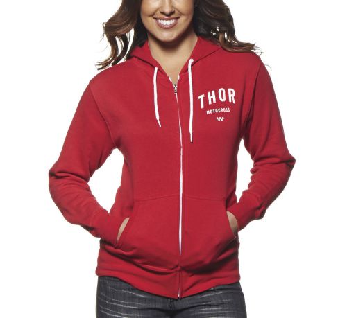 Thor shop womens zip-up hoodie red/white