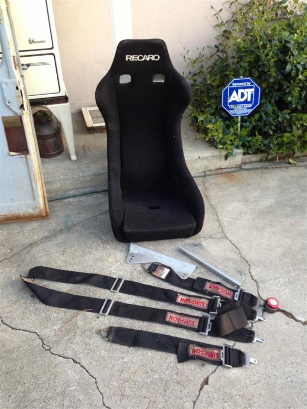 Vintage 80s recaro profischale racing seat with mounts and vintage simpson belts