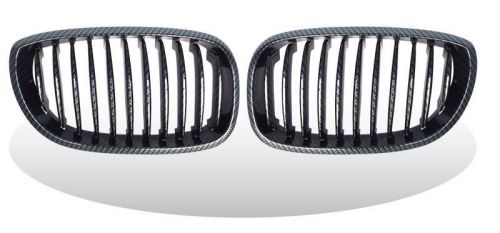 E46 2d 02-07 carbon fiber black grille 3 series bmw abs pair grill 2 door