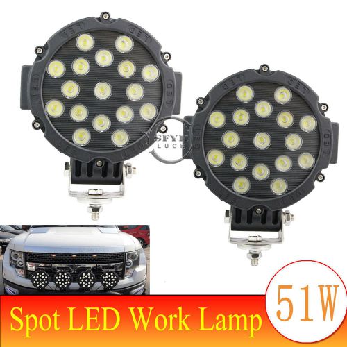 2pcs 51w led spot work light bumper driving fog suv auto jeep replace stage lamp