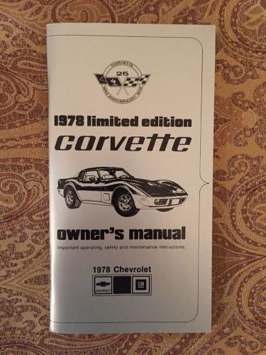 1978 corvette pace car factory gm owners manual