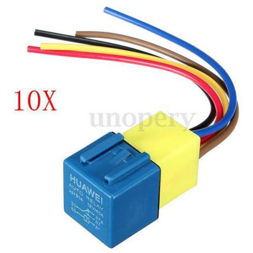 10pcs 12v 30a/40a car automotive spdt relay 5 pin with wiring harness &amp; socket