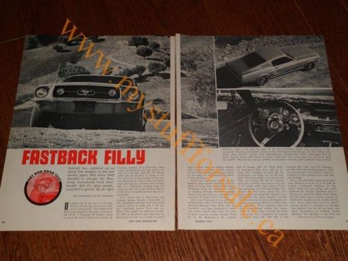 1967 ford mustang 390 2+2 fastback article / ad