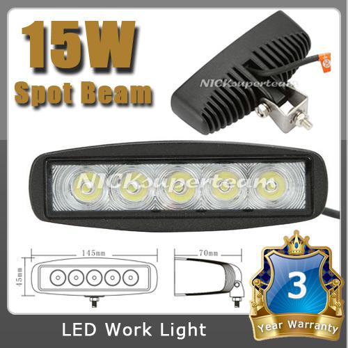 15w black led off road slim work light spot lamp 12v/24v for car truck 4wd 4x4 