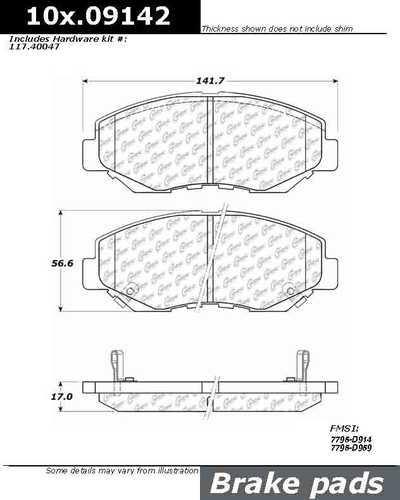 Centric 105.09142 brake pad or shoe, front